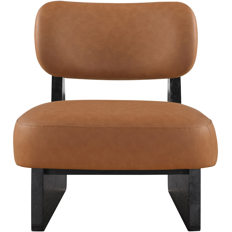 Bowery Hill Contemporary Cognac Vegan Leather Upholstered Accent Chair