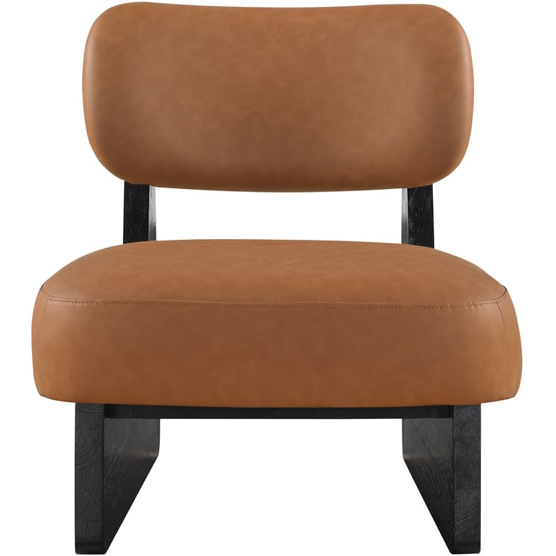 Bowery Hill Contemporary Cognac Vegan Leather Upholstered Accent Chair