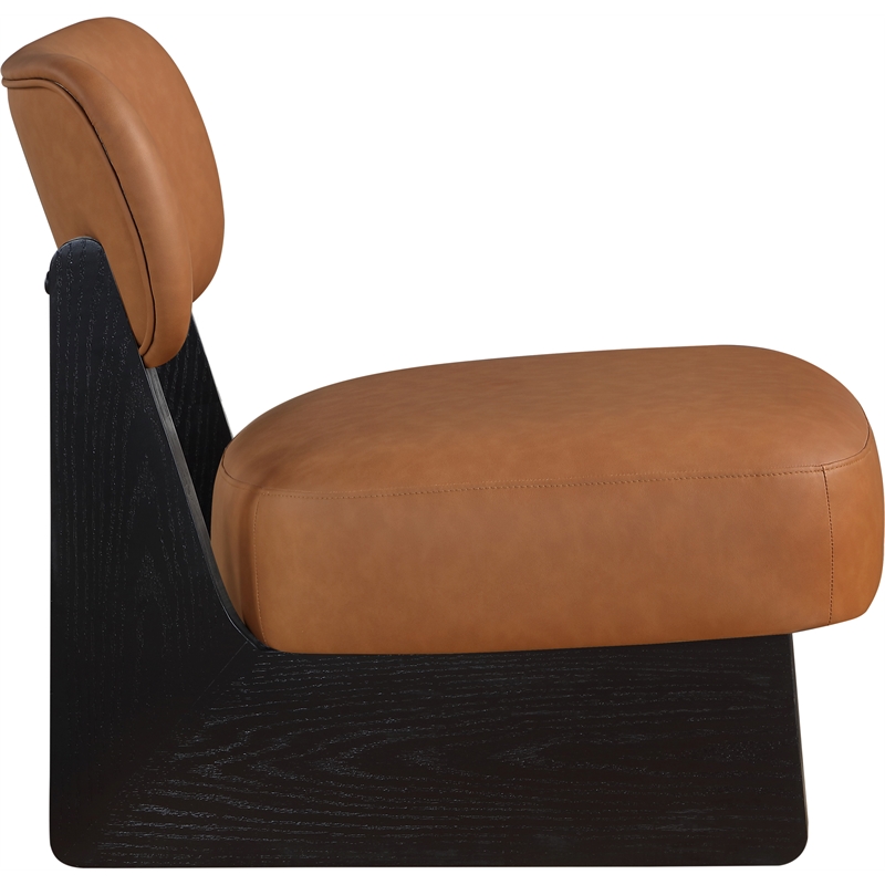 Bowery Hill Contemporary Cognac Vegan Leather Upholstered Accent Chair