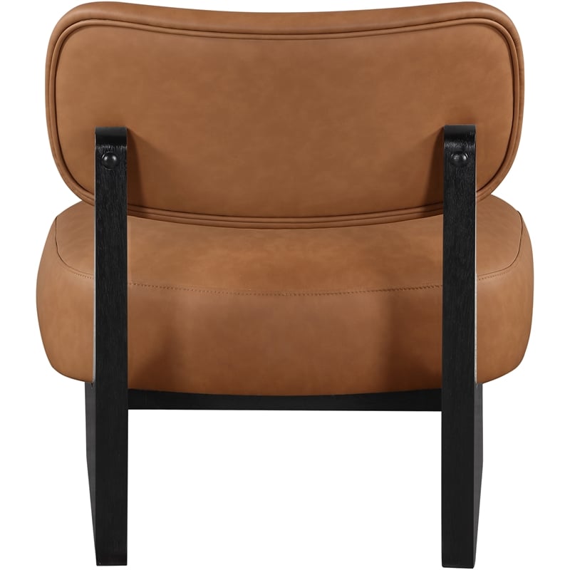 Bowery Hill Contemporary Cognac Vegan Leather Upholstered Accent Chair