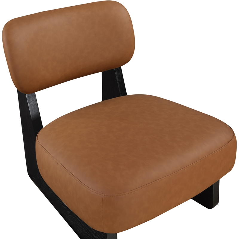Bowery Hill Contemporary Cognac Vegan Leather Upholstered Accent Chair