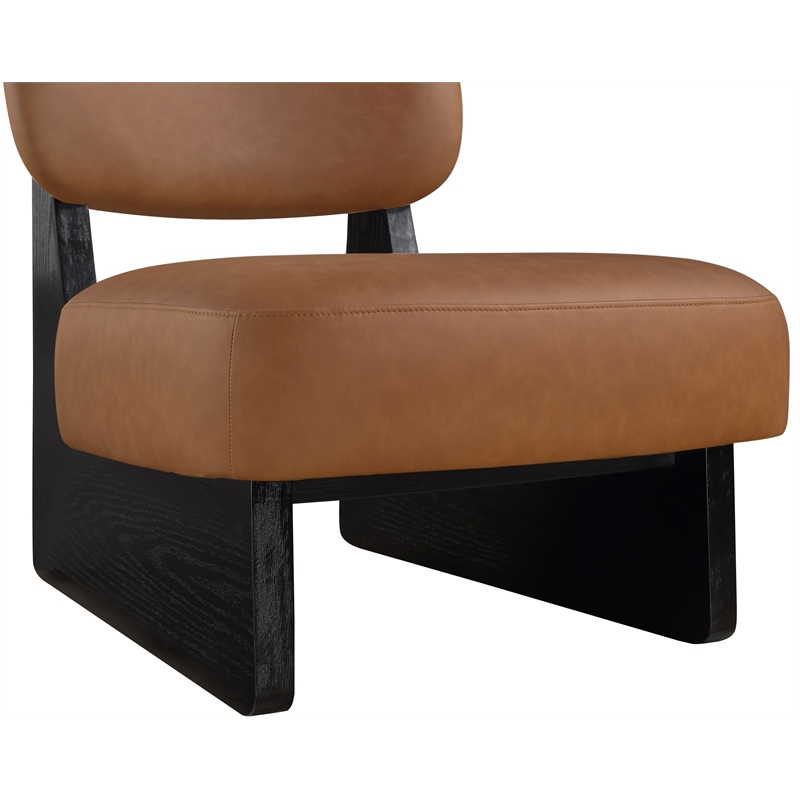 Bowery Hill Contemporary Cognac Vegan Leather Upholstered Accent Chair