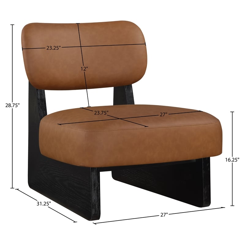 Bowery Hill Contemporary Cognac Vegan Leather Upholstered Accent Chair