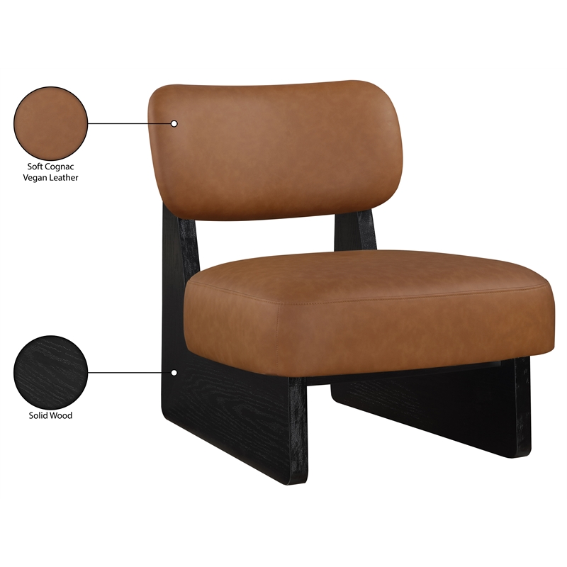 Bowery Hill Contemporary Cognac Vegan Leather Upholstered Accent Chair
