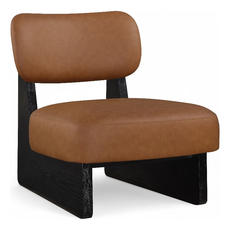 Bowery Hill Contemporary Cognac Vegan Leather Upholstered Accent Chair