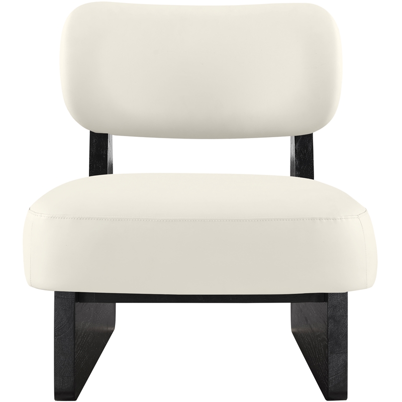 Bowery Hill Contemporary Cream Vegan Leather Upholstered Accent Chair