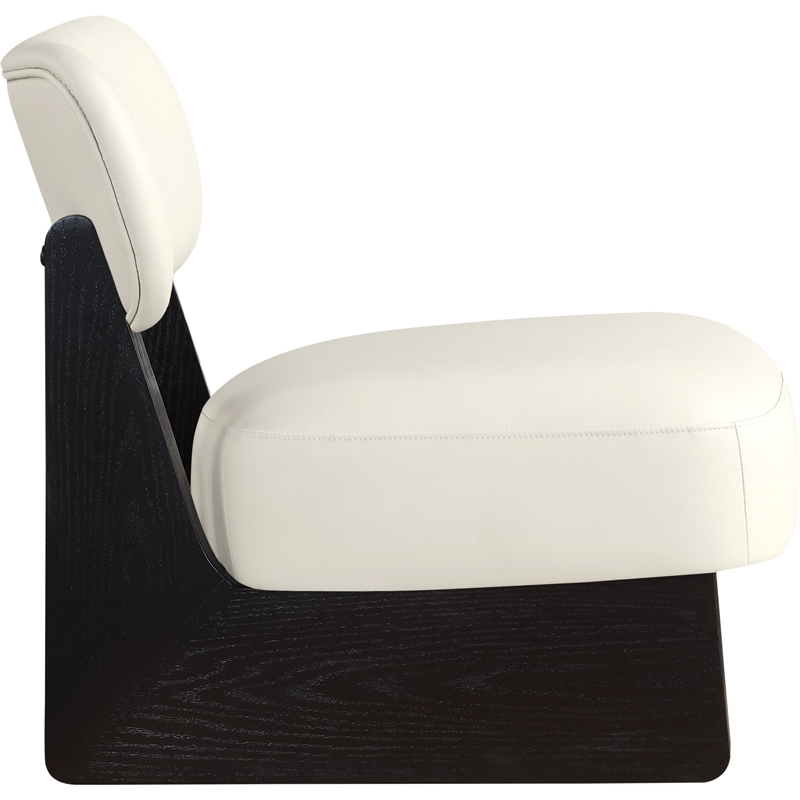Bowery Hill Contemporary Cream Vegan Leather Upholstered Accent Chair