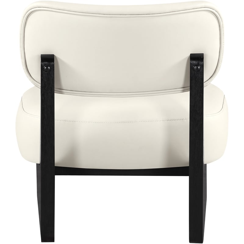 Bowery Hill Contemporary Cream Vegan Leather Upholstered Accent Chair