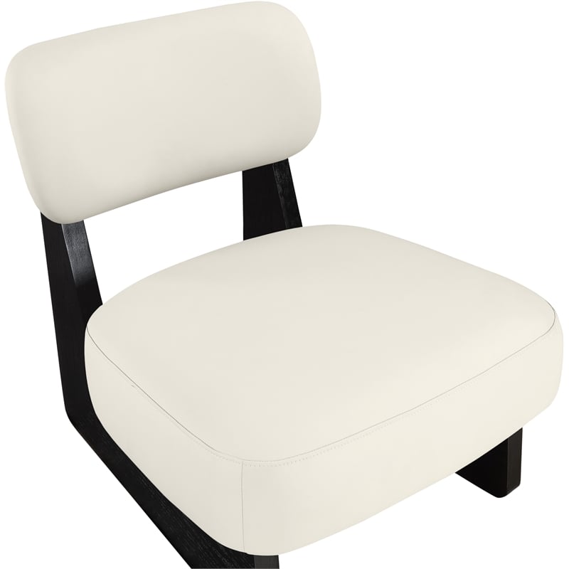 Bowery Hill Contemporary Cream Vegan Leather Upholstered Accent Chair