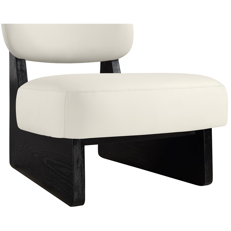 Bowery Hill Contemporary Cream Vegan Leather Upholstered Accent Chair