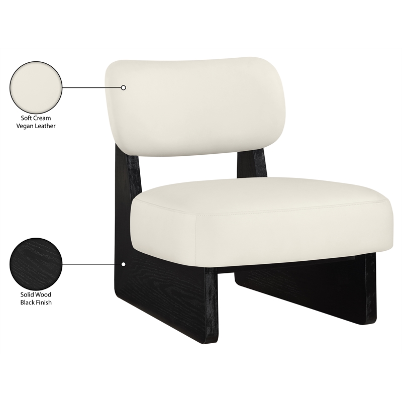 Bowery Hill Contemporary Cream Vegan Leather Upholstered Accent Chair
