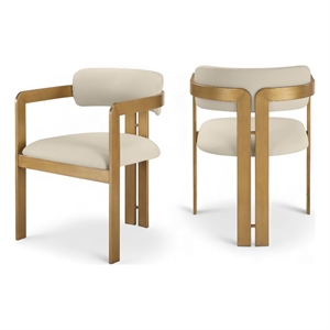 Bowery Hill Contemporary Beige Vegan Leather Dining Chair (Set of 2)