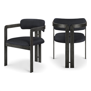Bowery Hill Contemporary Black Vegan Leather Dining Chair (Set of 2)