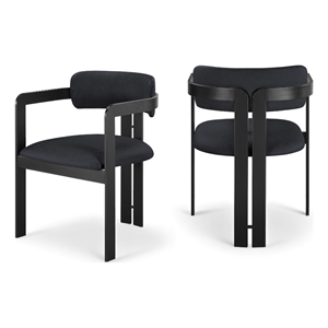 Bowery Hill Contemporary Black Vegan Leather Dining Chair (Set of 2)