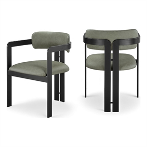 Bowery Hill Contemporary Green Vegan Leather Dining Chair (Set of 2)