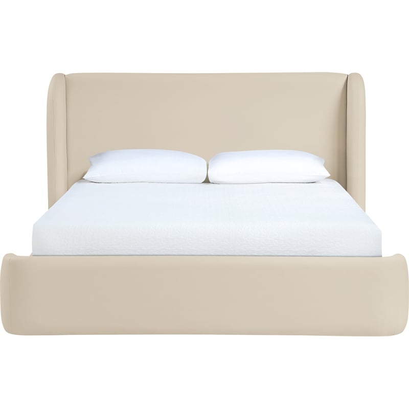Bowery Hill Contemporary Beige Vegan Leather Upholstered Full Bed