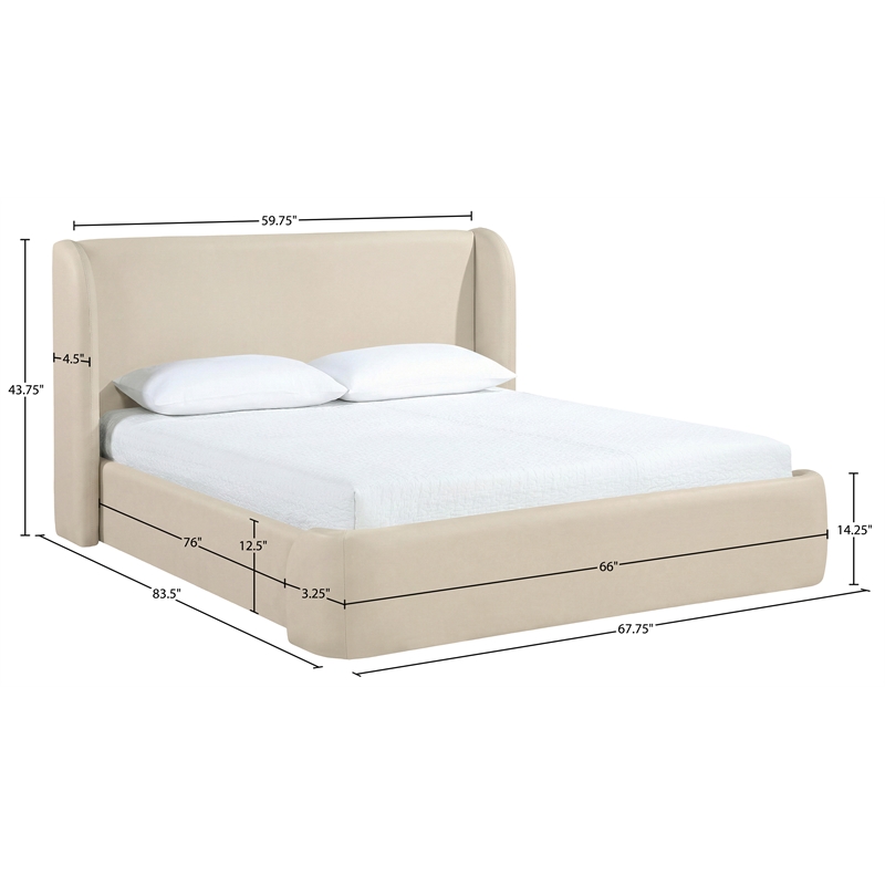 Bowery Hill Contemporary Beige Vegan Leather Upholstered Full Bed