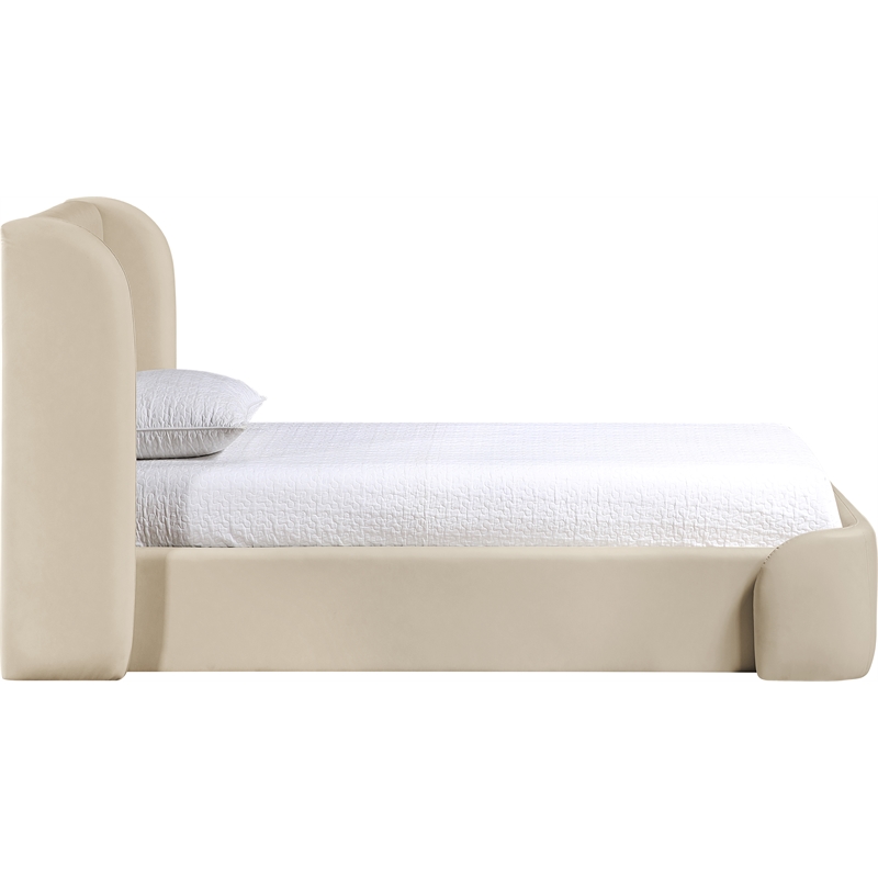 Bowery Hill Contemporary Beige Vegan Leather Upholstered Twin Bed