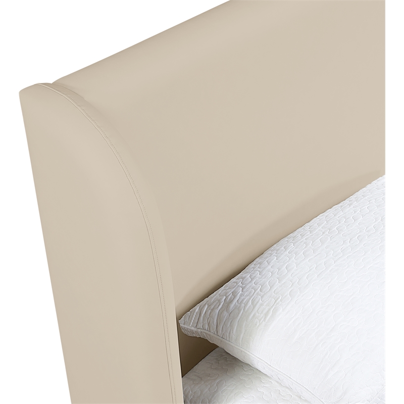 Bowery Hill Contemporary Beige Vegan Leather Upholstered Twin Bed