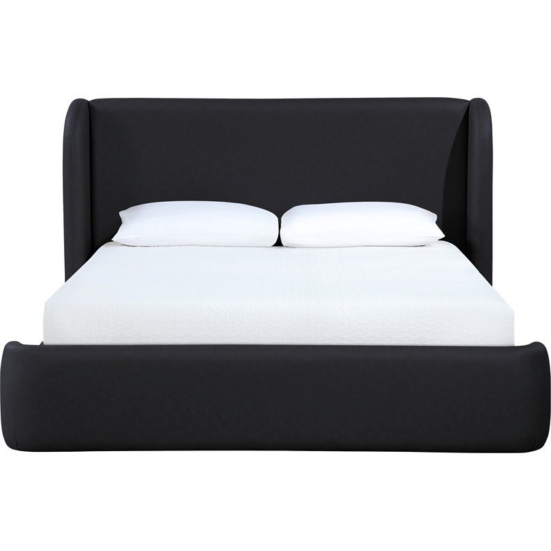 Bowery Hill Contemporary Black Vegan Leather Upholstered Full Bed