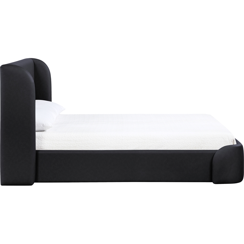 Bowery Hill Contemporary Black Vegan Leather Upholstered Full Bed