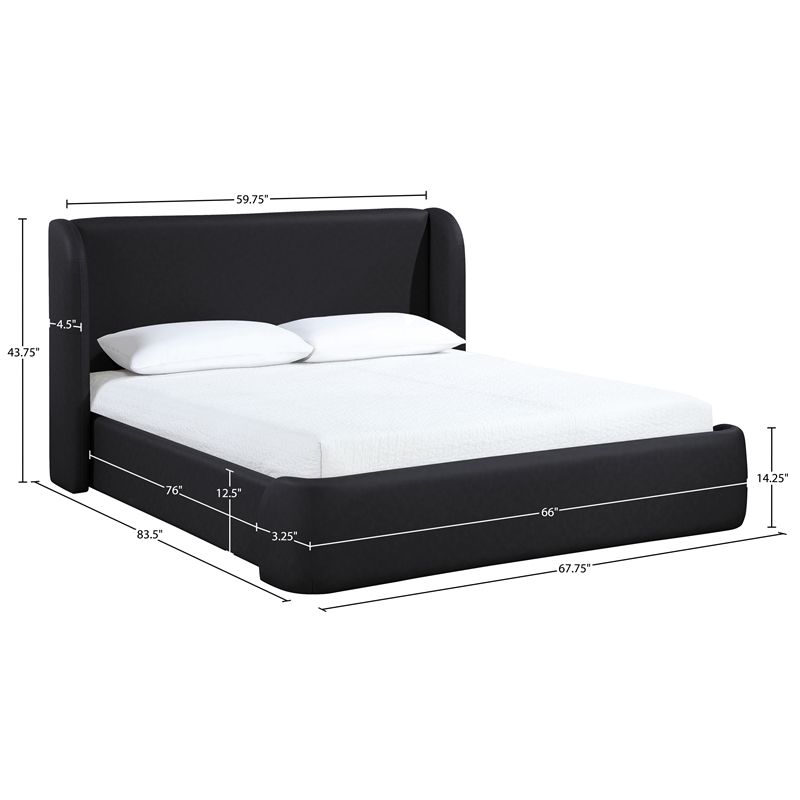 Bowery Hill Contemporary Black Vegan Leather Upholstered Full Bed