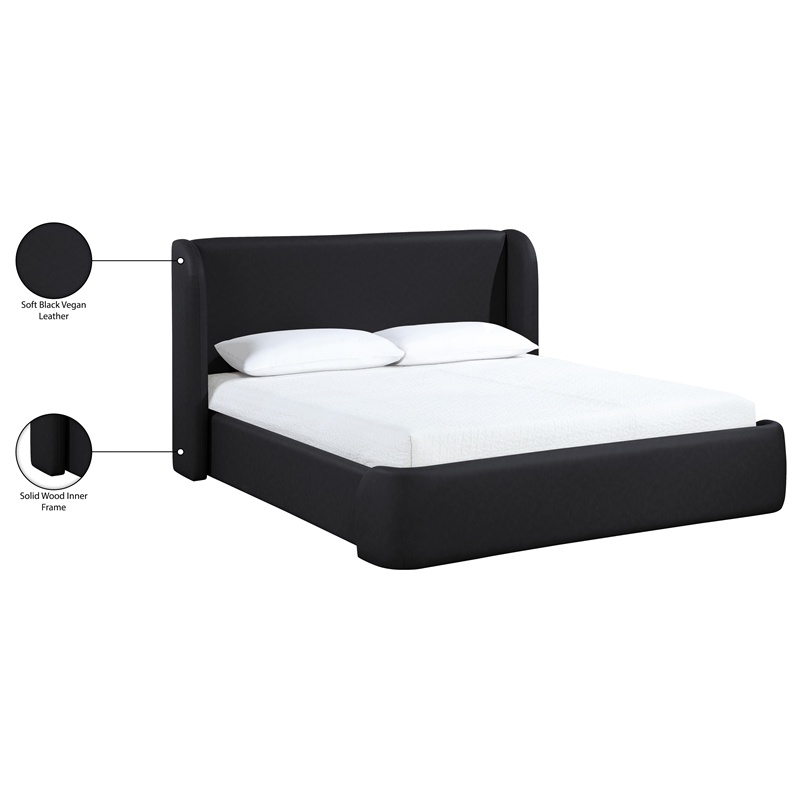 Bowery Hill Contemporary Black Vegan Leather Upholstered Full Bed