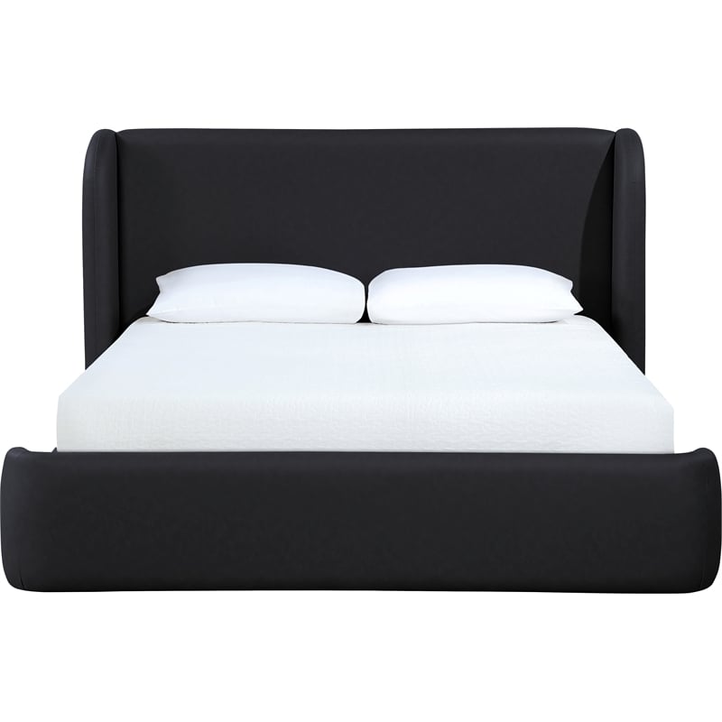 Bowery Hill Contemporary Black Vegan Leather Upholstered King Bed