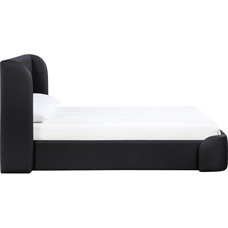 Bowery Hill Contemporary Black Vegan Leather Upholstered King Bed