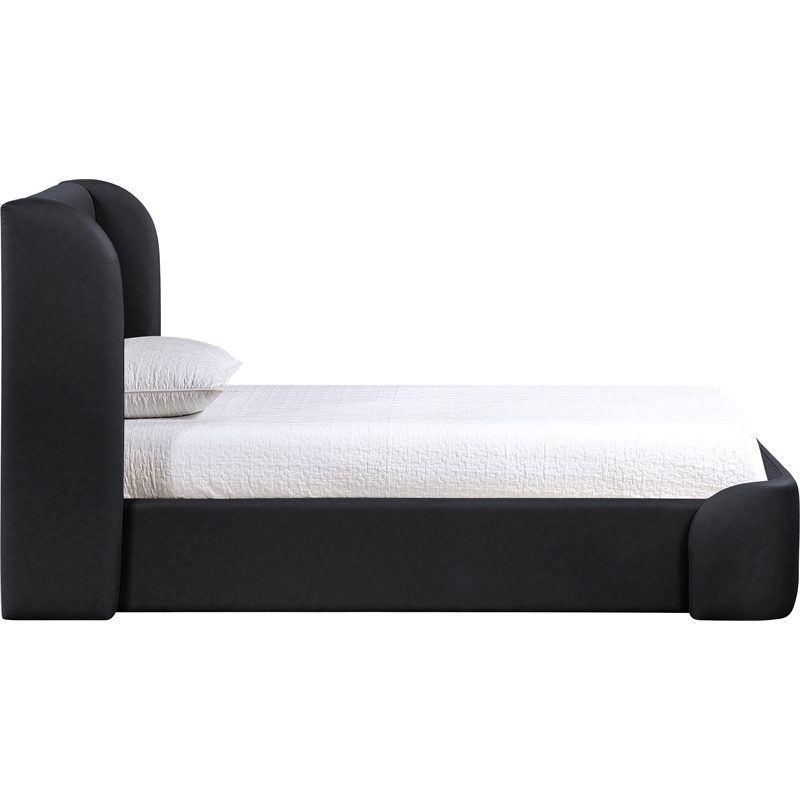 Bowery Hill Contemporary Black Vegan Leather Upholstered Twin Bed