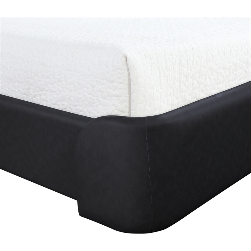 Bowery Hill Contemporary Black Vegan Leather Upholstered Twin Bed