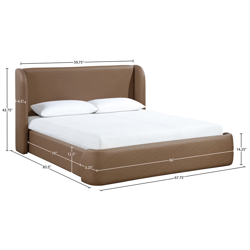 Bowery Hill Contemporary Brown Vegan Leather Upholstered Full Bed