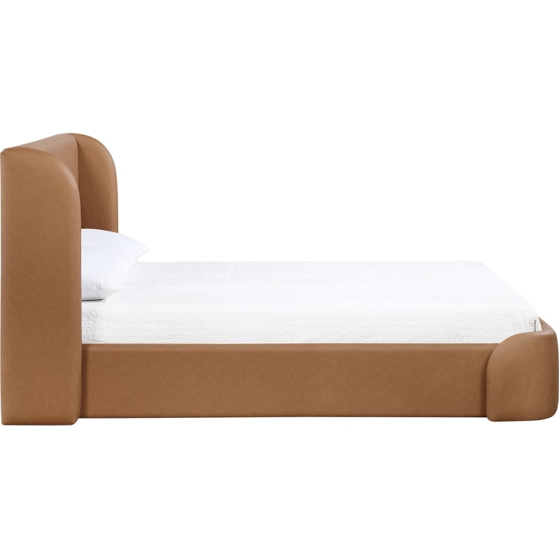 Bowery Hill Contemporary Cognac Vegan Leather Upholstered Full Bed