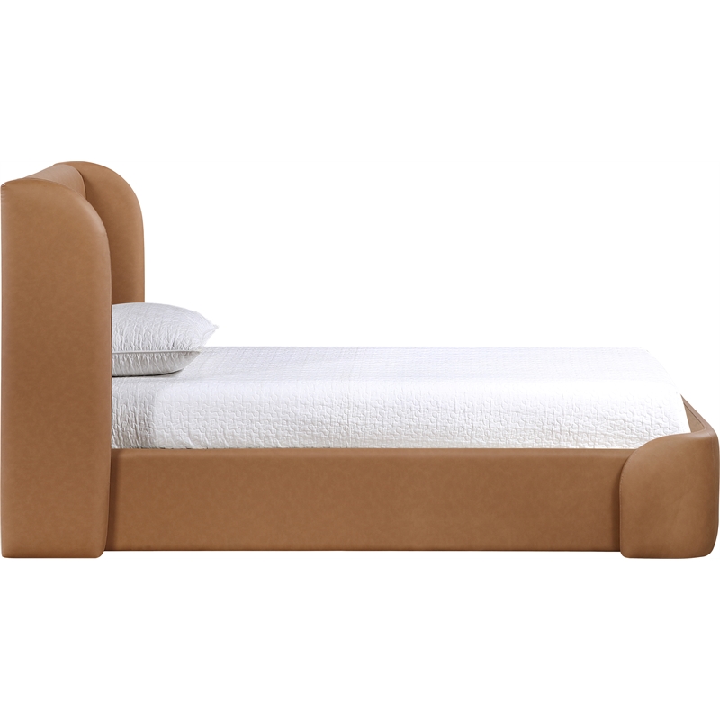 Bowery Hill Contemporary Cognac Vegan Leather Upholstered Twin Bed