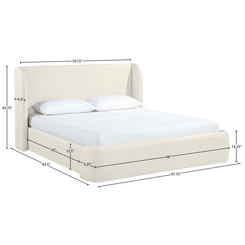 Bowery Hill Contemporary Cream Vegan Leather Upholstered Full Bed