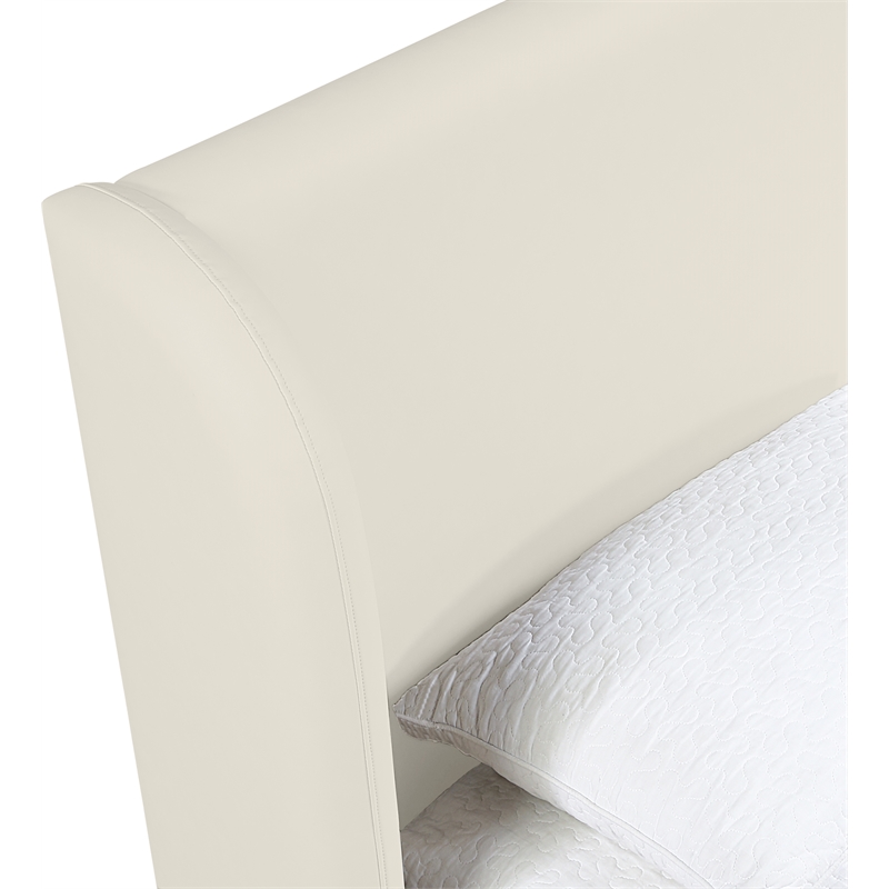 Bowery Hill Contemporary Cream Vegan Leather Upholstered Queen Bed