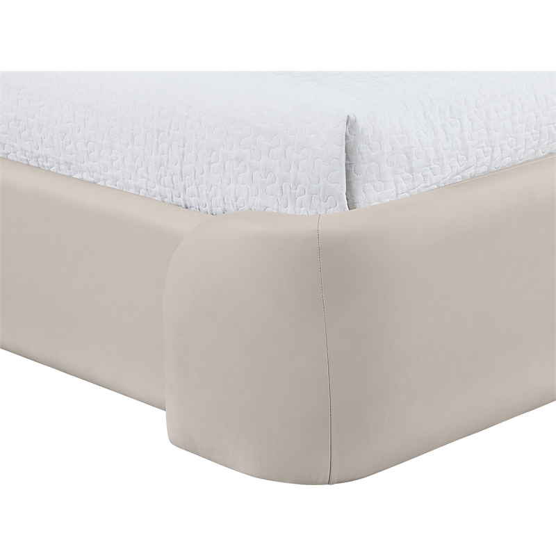 Bowery Hill Contemporary Taupe Vegan Leather Upholstered Queen Bed
