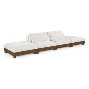 Bowery Hill Contemporary 160&quot Cream Chenille Fabric 4-Oiece Modular Sofa
