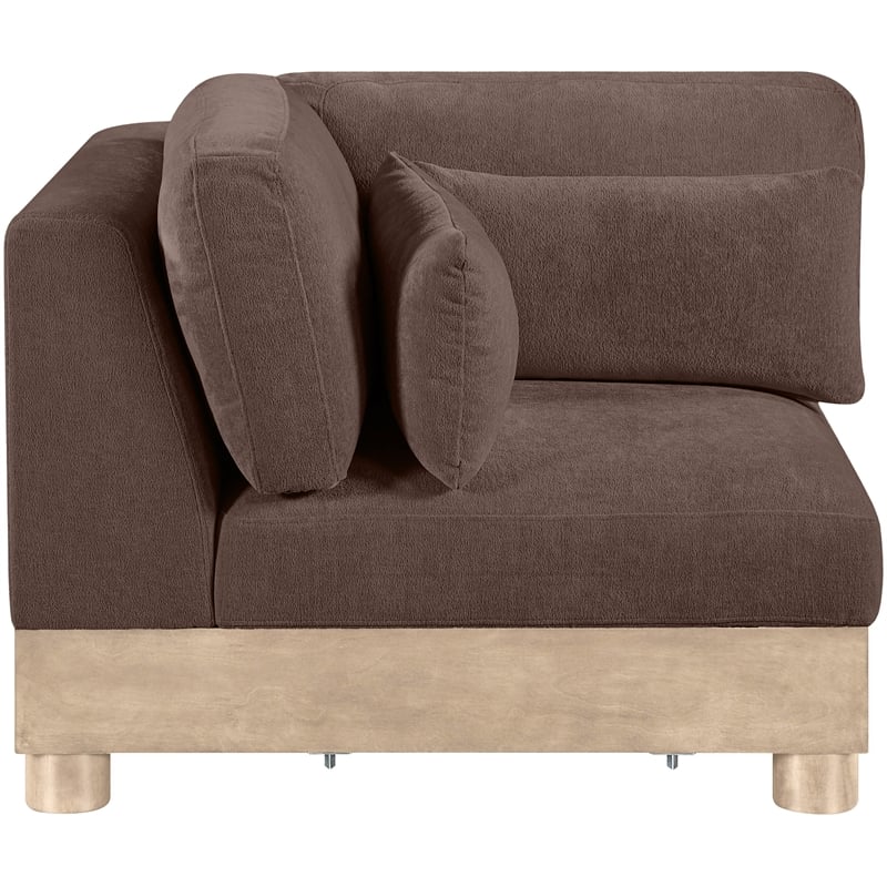 Bowery Hill Contemporary Brown Chenille Fabric Upholstered Modular Corner Chair