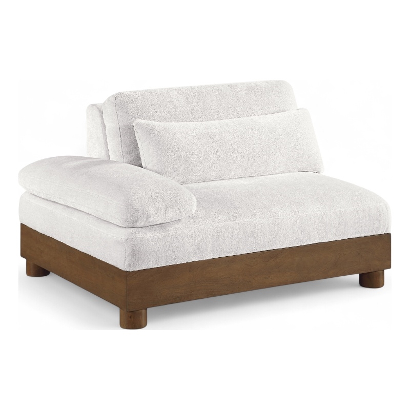 Bowery Hill Contemporary Cream Chenille Upholstered Modular Left Arm Chair