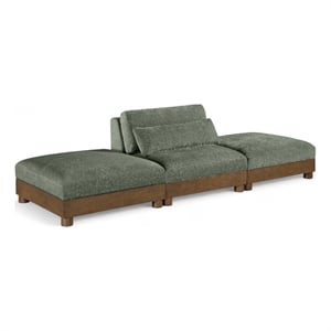 Bowery Hill Contemporary 120&quot Green Chenille Fabric 3-Oiece Modular Sofa