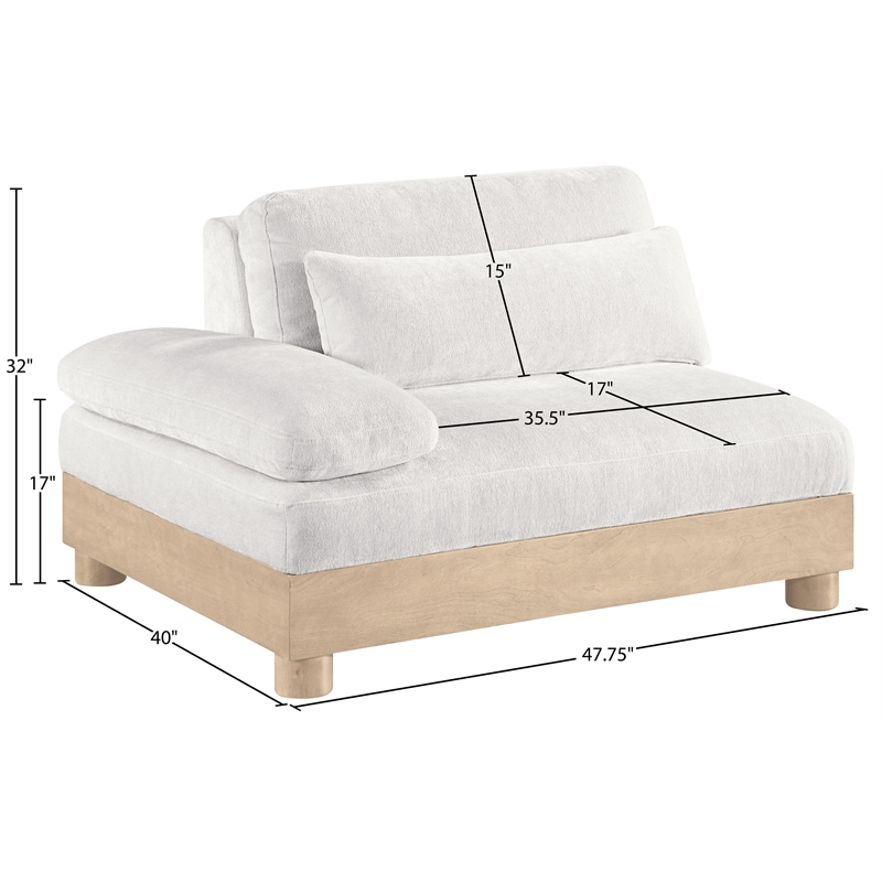 Bowery Hill Contemporary Cream Chenille Upholstered Modular Left Arm Chair