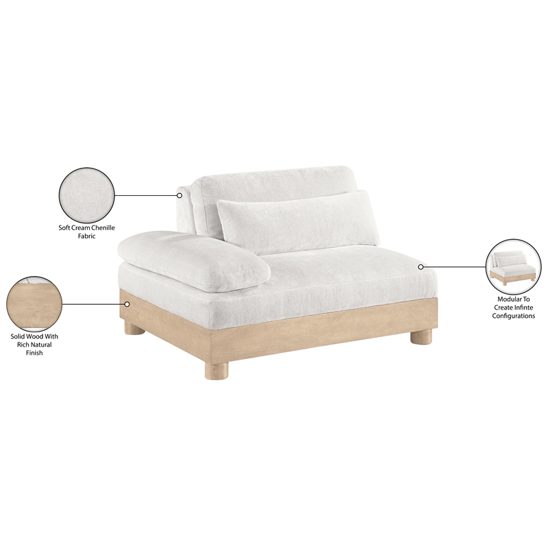 Bowery Hill Contemporary Cream Chenille Upholstered Modular Left Arm Chair