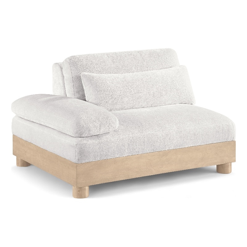 Bowery Hill Contemporary Cream Chenille Upholstered Modular Left Arm Chair