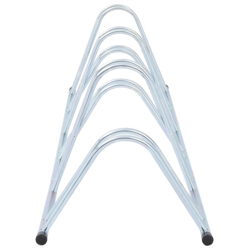 Bowery Hill 6 Bikes Floor Freestanding Galvanized Steel Bicycle Stand in Silver