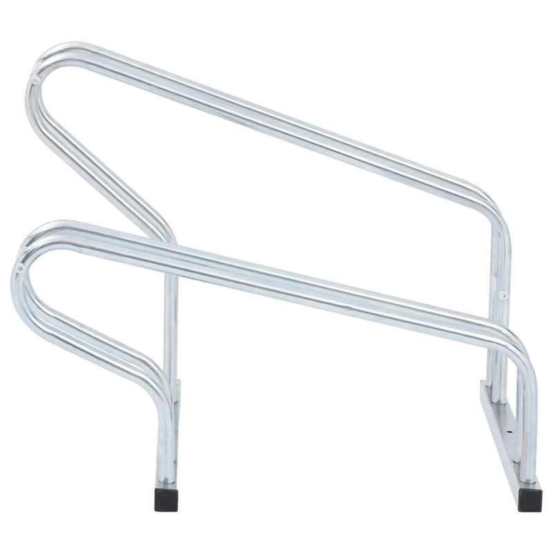 Bowery Hill 2 Bikes Floor Freestanding Galvanized Steel Bicycle Stand in Silver