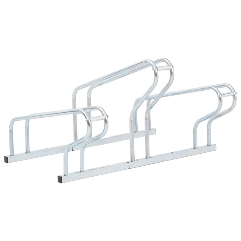 Bowery Hill 3 Bikes Floor Freestanding Galvanized Steel Bicycle Stand in Silver