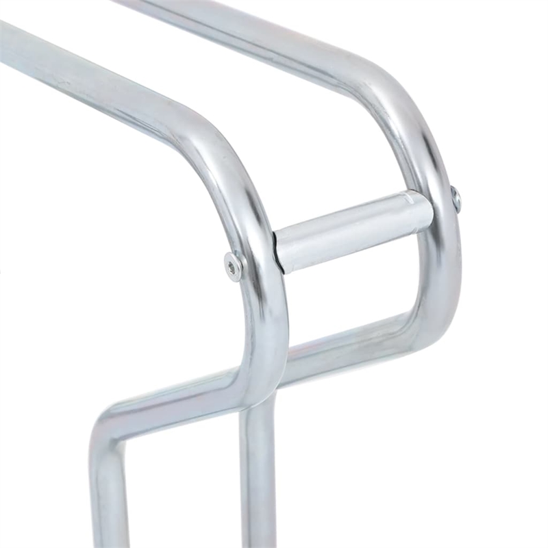 Bowery Hill 4 Bikes Floor Freestanding Galvanized Steel Bicycle Stand in Silver