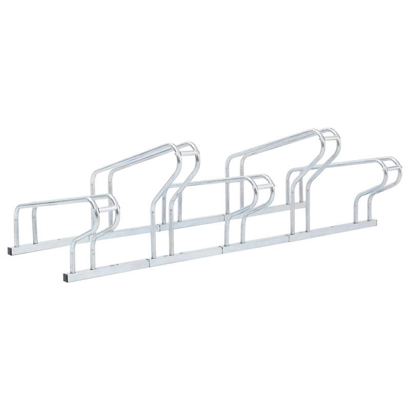 Bowery Hill 5 Bikes Floor Freestanding Galvanized Steel Bicycle Stand in Silver