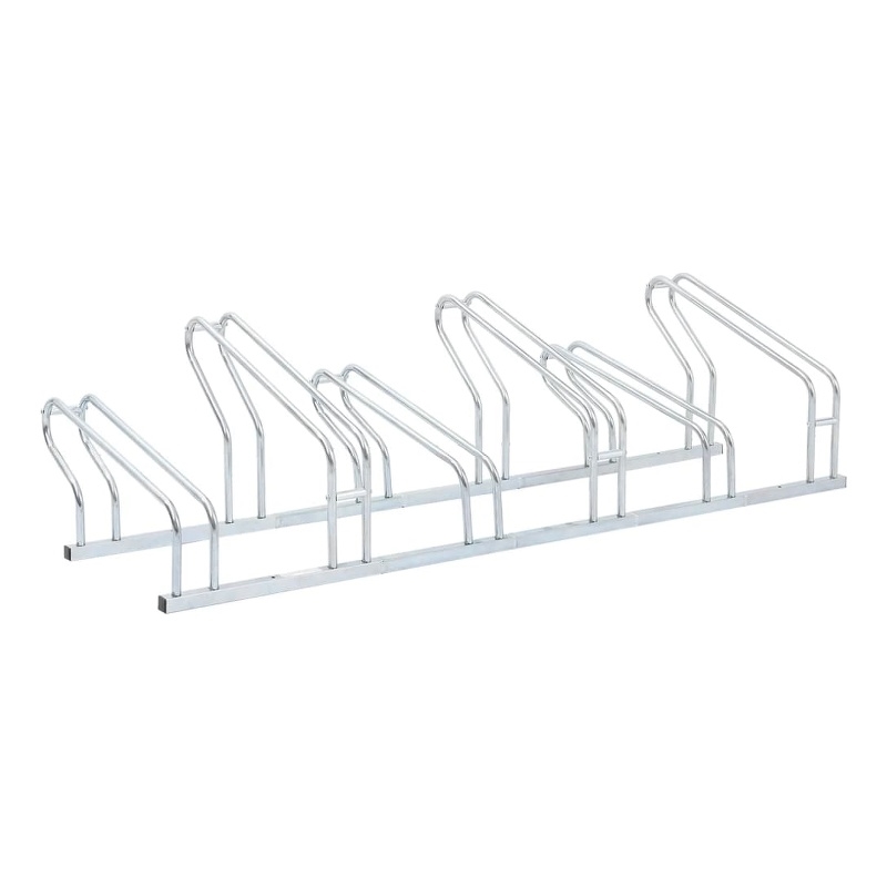 Bowery Hill 6 Bikes Floor Freestanding Galvanized Steel Bicycle Stand in Silver